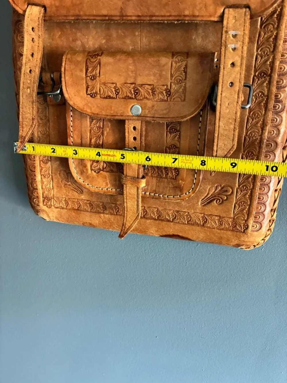 Vintage Embossed  Distressed Leather Western Hippie Bohemian Bag